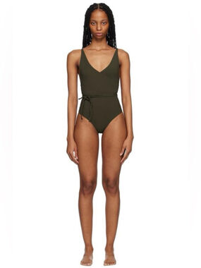 NWT Toteme V-Neck Wrap Swimsuit Dark Green size 0